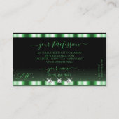 Carte De Visite Luxe Emerald Green Black Sparkle Jewels Initiales (Dos)