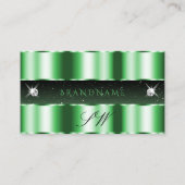 Carte De Visite Luxe Emerald Green Black Sparkle Jewels Initiales (Devant)