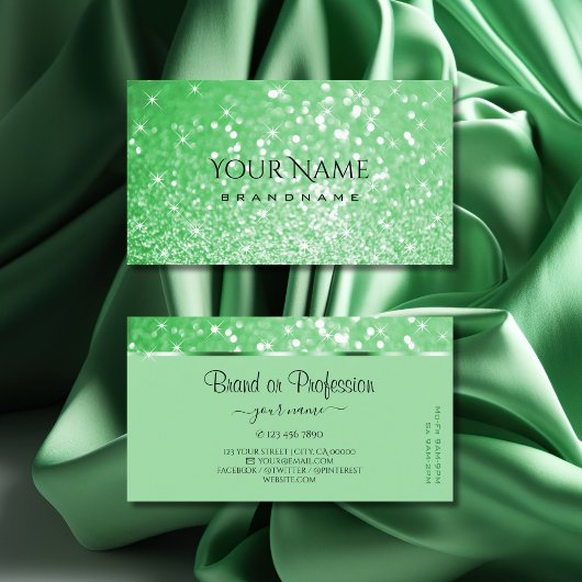 Carte De Visite Luxe Emerald Green Parties scintillant Étoiles lum