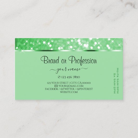 Carte De Visite Luxe Emerald Green Parties scintillant Étoiles lum (Dos)