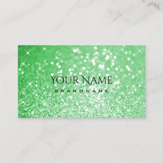 Carte De Visite Luxe Emerald Green Parties scintillant Étoiles lum (Devant)