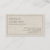 Carte de visite luxe en lin beige avec QR code mod (Devant)