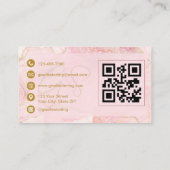Carte De Visite Luxe Esthetician Blush Pink Gold Agate QR Code (Dos)