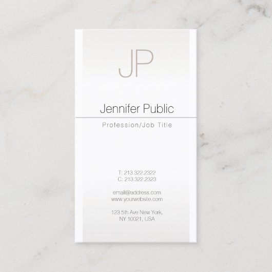 Carte De Visite Luxe Faux Argent tendance Créatif Monogram Plain (Devant)