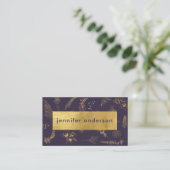Carte De Visite Luxe Faux Gold Floral Purple Professionnel (Debout devant)