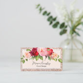 Carte De Visite Luxe Fille Faux Rose Gold Parties scintillant Flor (Debout devant)