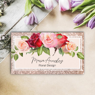 Carte De Visite Luxe Fille Faux Rose Gold Parties scintillant Flor