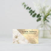 Carte De Visite Luxe Floral | Texture métal or (Debout devant)