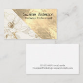 Carte De Visite Luxe Floral | Texture métal or (Devant / Derrière)