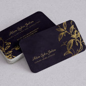 Carte De Visite Luxe foncé violet élégant faux feuille d'or