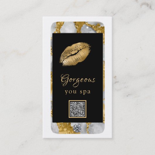 Carte De Visite Luxe Glam Cell Phone Gold QR LOGO Photo (Devant)