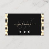 Carte De Visite Luxe Glam Gold Black Diamonds Monogramme (Devant)
