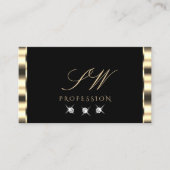 Carte De Visite Luxe Glam Gold Diamants Noirs Étincelants Initiale (Devant)