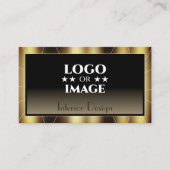 Carte De Visite Luxe Glam Gold Frame Brown Gradient avec logo (Devant)