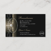 Carte De Visite Luxe Glam noir beige squigglé Bijoux Logo Photo (Dos)