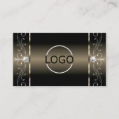 Carte De Visite Luxe Glam noir beige squigglé Bijoux Logo Photo (Devant)
