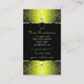 Carte De Visite Luxe Glam Noir Jaune Ornat Ornat Monogramme (Dos)
