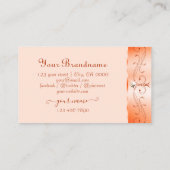 Carte De Visite Luxe Glam Peach Ornate Sparkling Bijoux Monogramme (Dos)