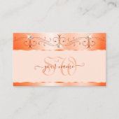 Carte De Visite Luxe Glam Peach Ornate Sparkling Bijoux Monogramme (Devant)
