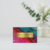 Carte De Visite *~* Luxe Glam Rainbow QR Parties scintillant Glitz (Debout devant)