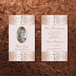 Carte De Visite Luxe Glam Rose Gold Ornate Ornamy Ajouter Foto Chi