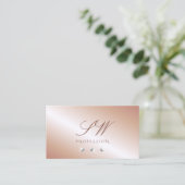 Carte De Visite Luxe Glam Rose Gold Sparkling Diamonds Initiales (Debout devant)