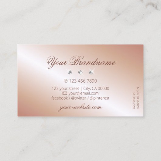 Carte De Visite Luxe Glam Rose Gold Sparkling Diamonds Luxuriant (Dos)