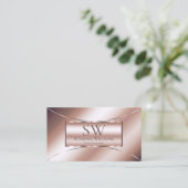 Carte De Visite Luxe Glam Rose Golden Style avec Monogram Modern (Debout devant)