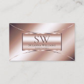 Carte De Visite Luxe Glam Rose Golden Style avec Monogram Modern (Devant)