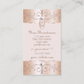 Carte De Visite Luxe Glam Rose Or Ornement Ornat Initiales Chic (Dos)