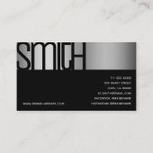 Carte De Visite Luxe glamour Silver Elégant Salon de Beauté Acier (Dos)