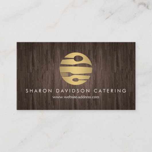 Carte De Visite Luxe Gold and Woodgrain Restauration, Restaurant,  (Devant)