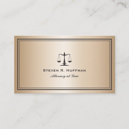 Carte De Visite Luxe Gold Attorney Justice Scale Professional (Devant)