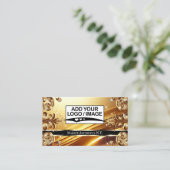 Carte De Visite Luxe Gold Black Deluxe Golden avec logo (Debout devant)