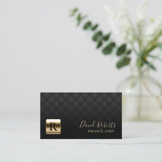 Carte De Visite Luxe Gold Emblem Professional Party Chef privé (Debout devant)