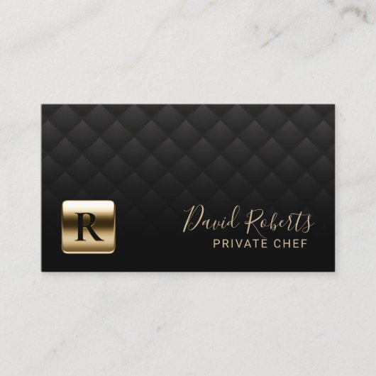 Carte De Visite Luxe Gold Emblem Professional Party Chef privé (Devant)