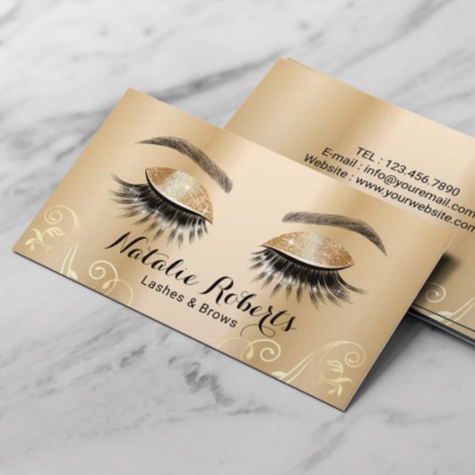 Carte De Visite Luxe Gold Eyelash Extensions Salon Maquillage Arti