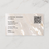Carte De Visite Luxe Gold Foil Elegant Script QR Code Social Media (Dos)