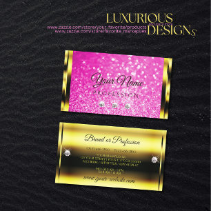 Carte De Visite Luxe Gold Girly Parties scintillant rose Étincell