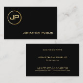 Carte De Visite Luxe Gold Look Monogramme Elegant Professionnel (Devant / Derrière)