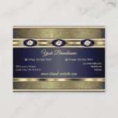 Carte De Visite Luxe Golden Effects Bleu foncé avec Faux Diamants (Dos)
