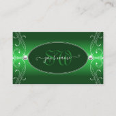 Carte De Visite Luxe Green Gradient Ornate Bijoux étincelants Mono (Devant)