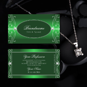 Carte De Visite Luxe Green Gradient Ornate Sparkle Bijoux Ornat