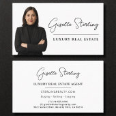 Carte De Visite Luxe Immobilier Blanc Script noir