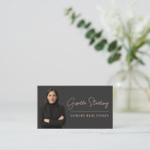 Carte De Visite Luxe Immobilier Blush Pink QR Code Script (Debout devant)