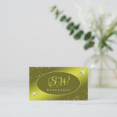 Carte De Visite Luxe Jaune Parties scintillant de moutarde Étoiles (Debout devant)