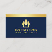 Carte De Visite Luxe lawn Care Marine Bleu & Or (Devant)