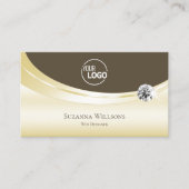 Carte De Visite Luxe Light Gold Brown avec logo et Diamond Chic (Devant)