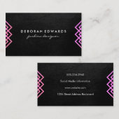 Carte De Visite Luxe Lignes géométriques Texture chic (Devant / Derrière)