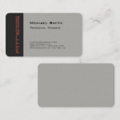 Carte De Visite Luxe Lin Gris Personal Trainer Sport Plain (Devant / Derrière)